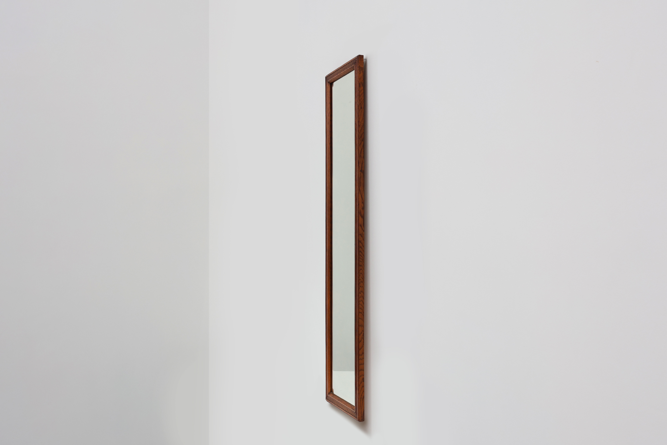 French Art Deco mirror with carved oak wooden frame, ca. 1930thumbnail